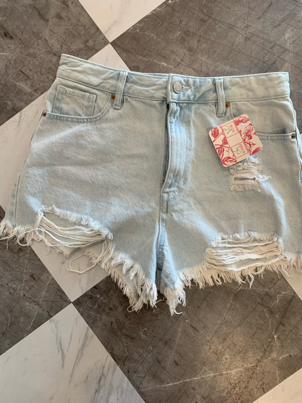 172  PacSun Light Blue Denim Shorts with Snap Detail